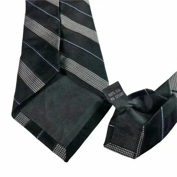 MICHAEL Michael Kors Black Striped All Silk Tie (3.5”W x 60”L) - Picture 3 of 5